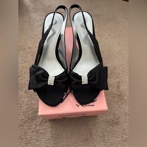 Nina Black Slingback Heels with Bow